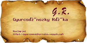 Gyurcsánszky Réka névjegykártya