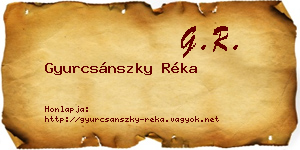 Gyurcsánszky Réka névjegykártya